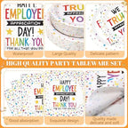 LemonRoad 452 Pcs Employee Appreciation Decoration for 50, Employee Teacher Appreciation Paper Plates Napkins Cups Tablecloth Set for Administrative Professional Day Thank You Staff Nurse Party Supply - Image 3