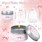 50Set Baby Shower Candle Party Favors Pink Bow Lavender Scented Candles Bulk Favors for Guests Girl Boy Baby Shower Gender Reveal Party Gifts (Pink Bow) - Image 2