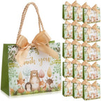 TaoBary 40 Pack 5.5''x 2.5''x4.7'' Small Woodland Gift Bags with Handles Mini Paper Woodland Animal Thank You Gift Bag Bulk with Bow Ribbon for Baby Shower Boy Girl Birthday Party Supplies by TaoBary