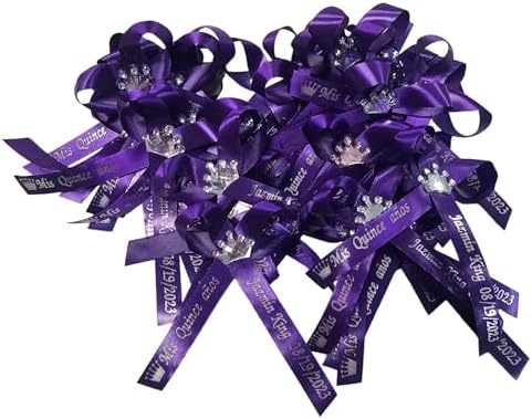 Amy's Bubbling Boutique 25 Personalized Baby Shower Ribbons for Invitations Centerpieces Party Favors or Gender Reveal Sprinkle Assembled Bows - Custom Ribbon Embellishments Crown Cross Rose - Image 3