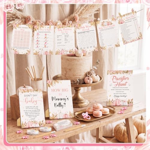 Sherr 476 Pcs Pink Pumpkin Baby Shower Game, 9 Style Baby Shower Activities - Image 6