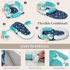 4 in 1 Tummy Time Mat with Educational Cards, Play Mat & Sitting Support for Newborn 0-12 Months, Infant Baby Sit Me Up Floor Seat, Sensory Skills Gifts, Green Whale - Image 5