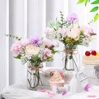 Zeyune 6 Sets Mason Jar Table Centerpiece Artificial Flower, Purple - Image 3