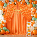 Orange Backdrop Curtains 4 Panels - Wrinkle-Free Polyester Photography Drapes for Baby Shower & Birthday Party - 16 X 10FT - Image 2