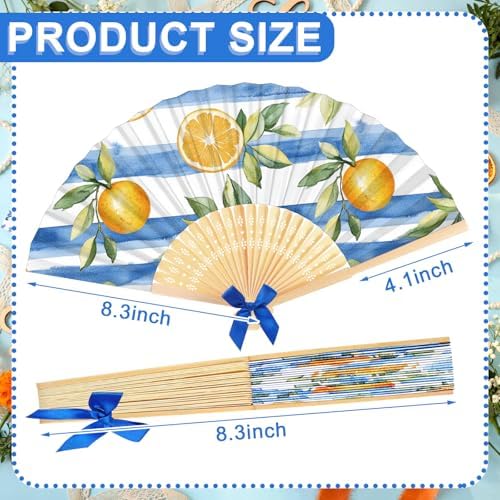 Roowest 36 Pcs Amalfi Coast Lemon Folding Hand Fans Bulk, Party Decorations - Image 3