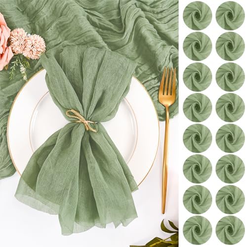100 Pack Sage Green Napkins 20x20Inch Cheesecloth Napkins by Lumaycens
