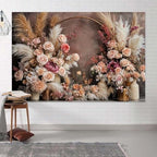 12x10ft Bohemian Floral Wedding Backdrop Retro Boho Flowers Pampas Grass Curtain Photography Background Bridal Shower Anniversary Birthday Baby Shower Pregnancy Party Decoration Photo Banner - Image 5
