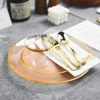 N9R 180PCS Orange Plastic Plates Gold Rim, Disposable Party Dinnerware Set - Image 6