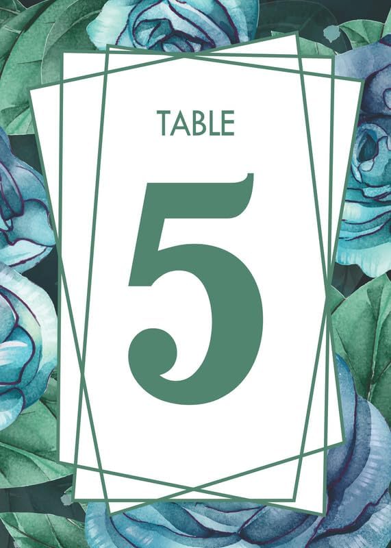 Blue Rose Table Cards Number 1-50 Double Sided For Wedding Reception Event Party Baby Shower Birthday 4x6, AT-TABLE-CARD-844 by Unknown