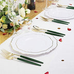 Supernal 180pcs Gold and Green Plastic Silverware Extra Heavy Duty Gold Plastic Cutlery with Green Glitter Handle Disposable Flatware for Parties, Weddings, and Outdoor Events - Image 6