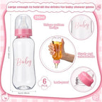 6 Sets Bottle Chug Baby Shower Games Juegos Para Plastic Baby Bottles Bibs Disposable Diapers Gender Reveal Games Baby Changing Diaper Race Game Decoration (Pink) - Image 2