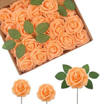 Artificial Flowers Realistic Roses, Orange Real Looking Fake Roses with Stem for DIY Wedding Bouquets Centerpieces Bridal Shower Party Home Romantic Decorations (Orange, 100pcs) by BringmoreJoyinyourlife