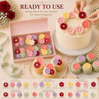 CONFECT Handmade Edible Gum Paste Flower Decorations – Celebration Blossom – 60 Piece Assorted Sugar Flower Set with Pearl Centers, Hand Cut Cake Flowers for Cakes, Cupcakes, Cookies & Desserts - Image 6