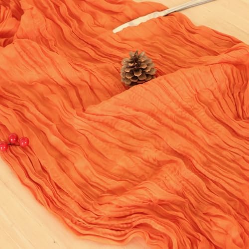 8 Pack Orange Cheesecloth Table Runner 120 Inch Boho Wedding Decor - Image 6