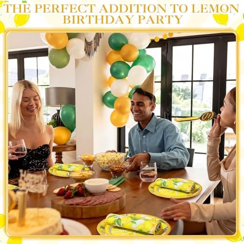 Funnymoom 200 Pcs Lemon Party Decorations Paper Plates and Napkins Serve 50 - Image 4