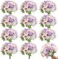 Tigeen 24 Bundles Artificial Flowers Bouquet Silk Peonies, Purple by Tigeen