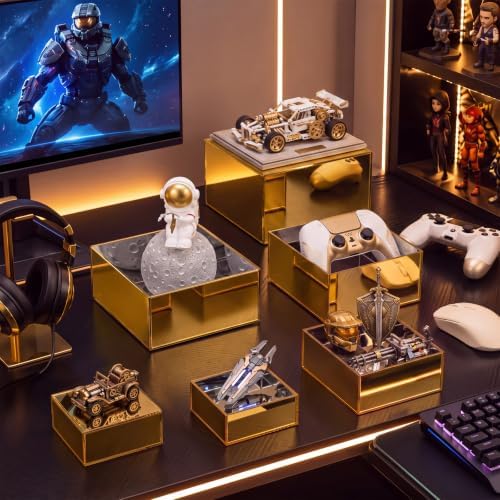 Jerify 6 Pcs Mirror Acrylic Display Risers 5.91" 5.12" 3.54", Gold Square - Image 5