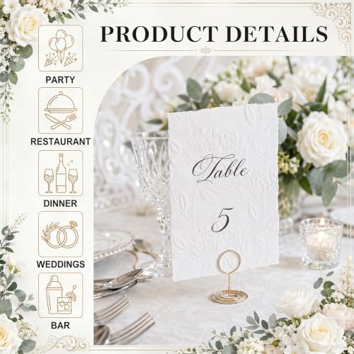 Eaasty 20 Pcs Deckled Edge Table Number 1-20 with Holder for Wedding, Black - Image 3
