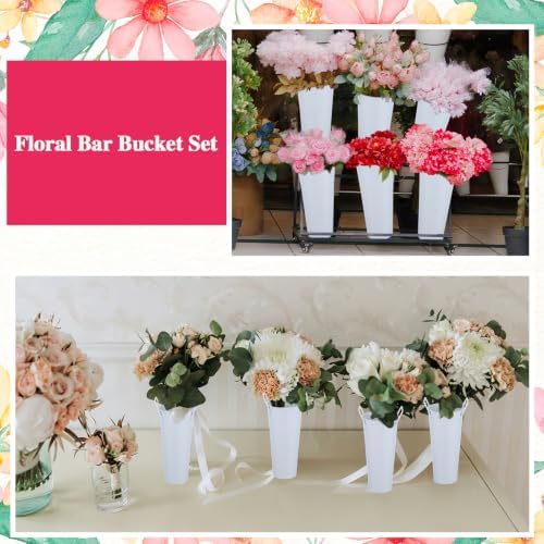 68 Pcs Flower Bar Buckets Kit 12pcs Galvanized Bucket Floral Shears Wood Sign Kraft Paper Flower Gift Bags with Ribbon, Bloom Bar Supplies for Wedding Bridal Baby Shower Birthday Table Centerpieces - Image 7