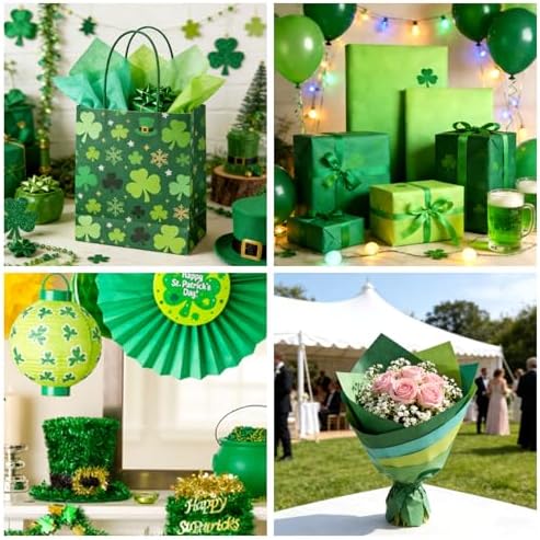500 Sheets Green Tissue Paper Bulk for Gift Bags Saint Patrick's Day Decoration, Green Wrapping Tissue Paper for Spring DIY Art Crafts Birthday Wedding, 14 X 20 Inch - Image 6