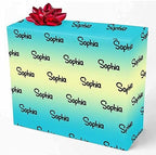 MyPupSocks Custom Birthday Gift Wrapping Paper, Personalized Gradient Blue And Yellow Gift Wrap Paper with Logo Funny Wrapping Paper Roll for Men Women Boys Girls Christmas Memorial 58x23 3 Rolls by MyPupSocks