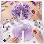Mifoci 60 Pcs Purple 24 Pcs Round Paper Folding Fans Bulk for Party - Image 7