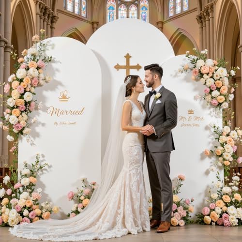 White Arch Backdrop Cover Set of 3 Wedding Arch Covers Stretchy Backdrop Baby Shower Birthday Party Arches Cover 7.2FT 6.6FT 6FT Arch Stand Cover Spandex Bridal Shower Decoration - Image 3