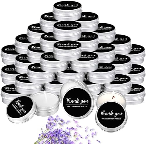 Mtlee 50 Pcs Black Wedding Thank You Candles Gifts for Guests Baby Shower by MTLEE
