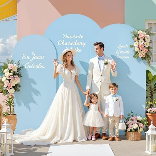 Baby Blue Arch Backdrop Cover 7.2ft 6.6ft 6ft Arch Cover Set of 3 Arch Covers Stretchy Backdrop for Wedding Party Baby Shower Birthday Photography Spandex Arch Stand Covers Backdrop Curtains Decor - Image 3