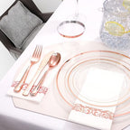 DaYammi 350PCS Clear Rose Gold Plastic Dinnerware Set for 50 Guests - Image 5