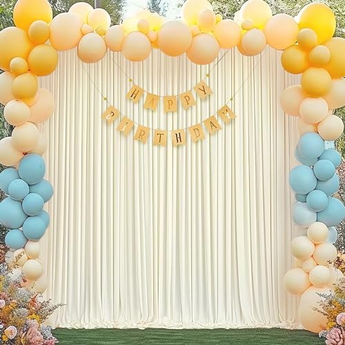 Ivory Backdrop Curtain 6 Panels-Wrinkle-Free Ivory Curtains Polyester Photography Drapes for Wedding Party Baby Shower Photo Background Decorations- 24 X10FT - Image 2