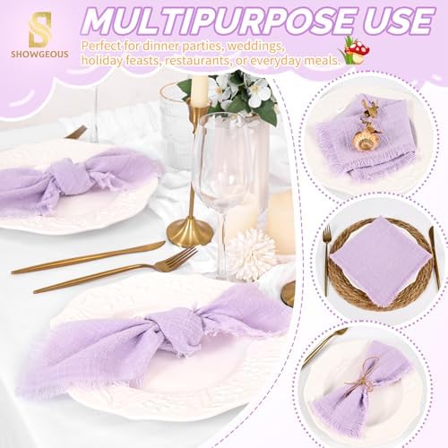 Showgeous 30 Pack Lavender Cloth Napkins with Fringe, 16x16 inch - Image 6
