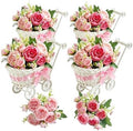 4-Pack White Rattan Baby Carriage Floral Arrangements with Pink Artificial Bouquets – Baby Shower Table Centerpieces, Gender Reveal Party Favors, Mini Stroller Decorations for Guests, Wedding Décor by Unknown