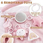 Washable Tummy Time Mat, Baby Play Gym with 6 Featured Toys, Baby Gym for Infant & Toddler, Larger Baby Play Mat, Deluxe Baby Play Mats for Floor, Sensory and Motor Skill Development, Non Slip, Pink - Image 4
