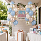 HIINS Balloon Column Kit Set of 2 with Dusty Pastel Blue Gold Balloon Base&Pole,Balloon Tower Backdrop Decoration for Wedding, Baby Shower, Birthday Party, Bridal Engagement - Image 7