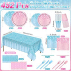 Potchen 452 Pcs Gender Reveal Plates Napkins Party Supply, Pink Blue - Image 3
