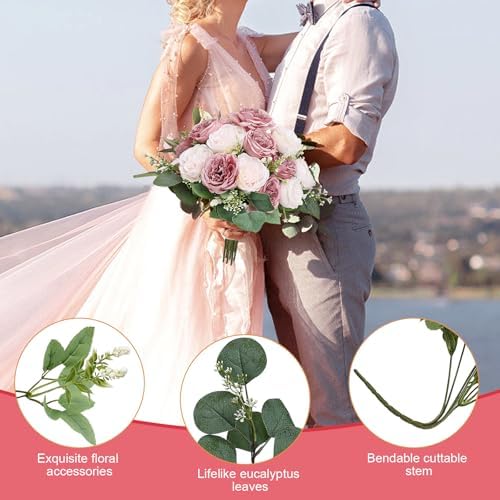 12 Bundles Peonies Artificial Flowers Bulk, Dusty Pink Light Pink - Image 5