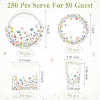 Wildflower Party Decorations, Paper Plates Napkins Cups Serve 50, Floral - Image 3