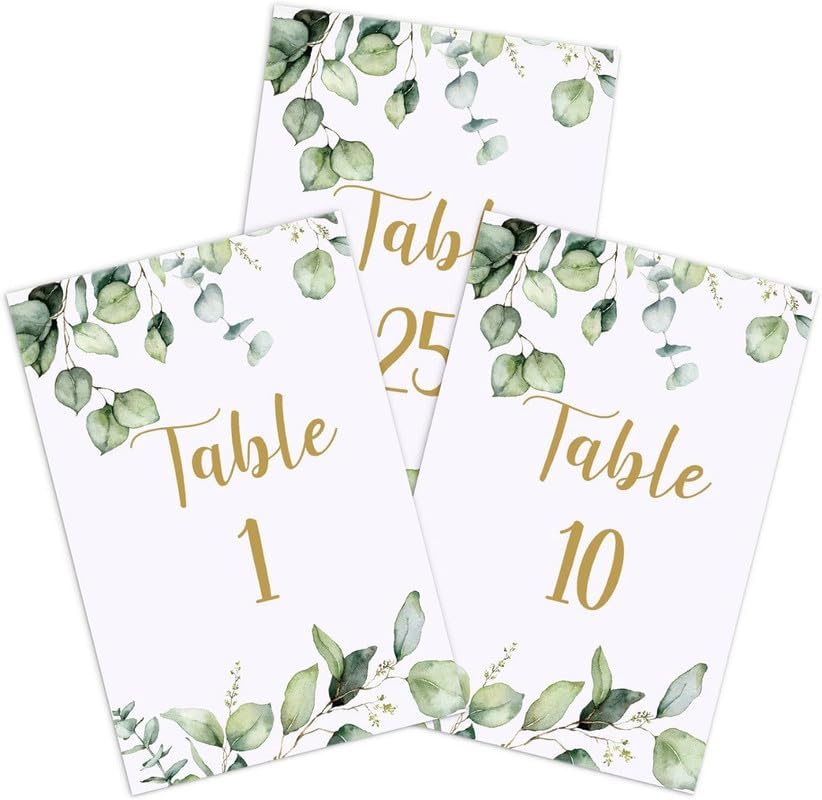 Greenery Eucalyptus Table Number Cards Double Sided Party Table Numbers for Reception Baby Shower Anniversary Birthday Bridal Party 4x6 Inch, 100 by Unknown