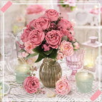 8 Bundles Artificial Peony Centerpiece Flowers,Dark Pink - Image 6