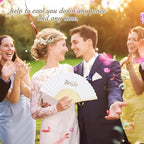 WAYASDCU 100pcs Paper Fans Handheld Folding Fans Bulk Fans for Line Dancing Bulk White Wedding Fans Folding Fans Handheld for Guest Dancing Party DIY Craft Photo Props Wall Decoration - Image 6