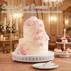 Wenqik White Metal Cake Stand 20 Inch with Cutting & Spatula - Image 6