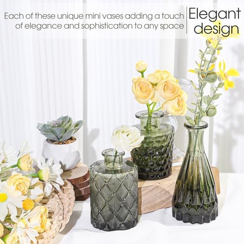 TBWIND 12pcs Green Glass Bud Vases Set, Small Vases for Flowers - Image 6