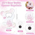Domensi 75 Pcs Baby Shower Favors Bear Opener Magnet Card Organza Bag, Girl - Image 2