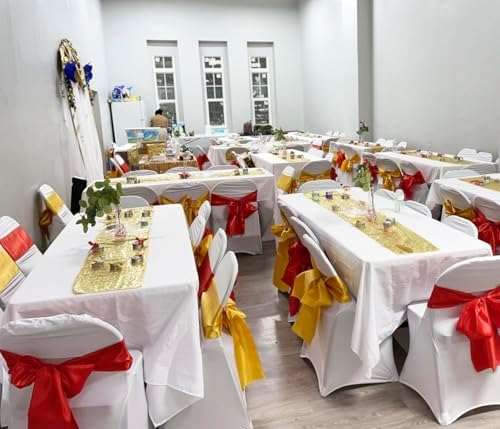Satin Chair Sashes Bows 50 Pack Universal Polyester Chair Ribbons for Wedding Anniversary Retirement Party Birthday Engagement Banquet Graduation Bridal Shower Outdoor Events Decor (Red, 50 pcs) - Image 7