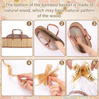 Reallnaive 6 Sets Empty Gift Baskets to Fill Large Bamboo Woven Baskets with Handles 15.8 x 7.9 x 6.3 inch Includes Clear Wrap Bags and Bows for Raffle, Baby Shower, Wedding,Thanksgiving Day - Image 3