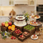 8 PCS Wooden Buffet Risers, Nesting Rustic Wood Display Stands, Multi-Size Dessert Table Display Set for Catering, Wedding & Party Events - Image 6