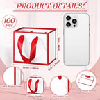 Yeaqee 100 Pcs Mini Metallic Paper Gift Bags with Handle, White, Red - Image 2