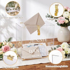 Novabright 10" Wedding Acrylic Card Box, Clear,Gold, Elegant Style - Image 3