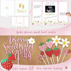 Strawberry Baby Shower Decorations, A Berry Sweet Baby Is On The Way Party Supplies, It's a Girl Gender Reveal, Backdrop Balloon Arch Box Mom to Be Sash Dad to Be Pin Tablecloths Cake Topper - Image 6